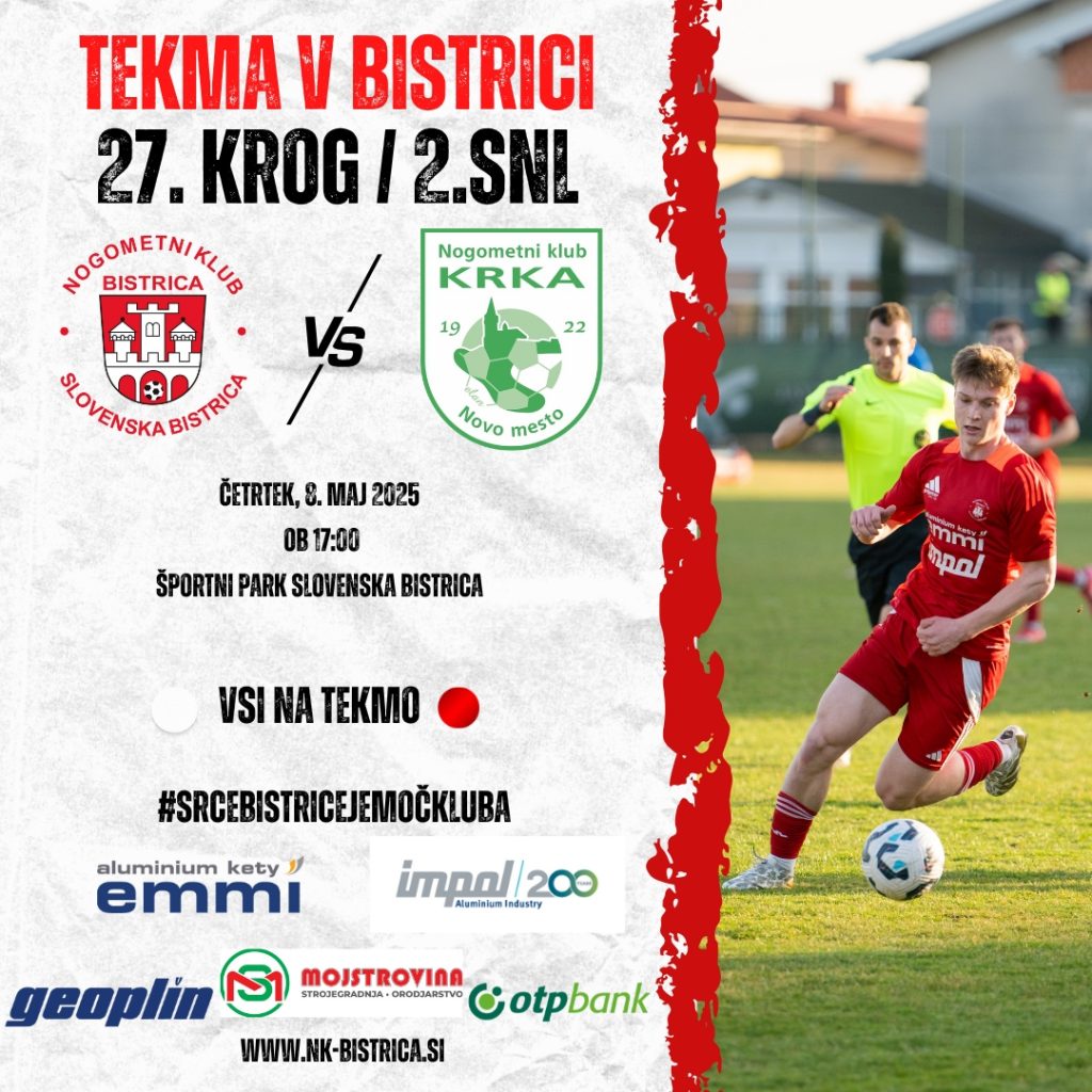 📰 NAPOVEDNIK: V ČETRTEK V BISTRICI GOSTUJE NK KRKA