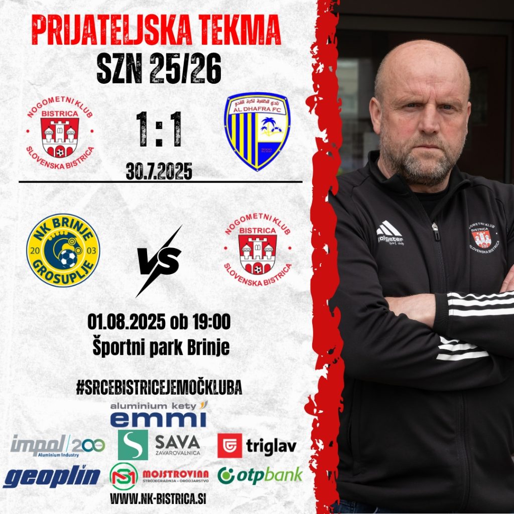 🔴⚪ V petek pripravljalna tekma z Brinjem Grosuplje