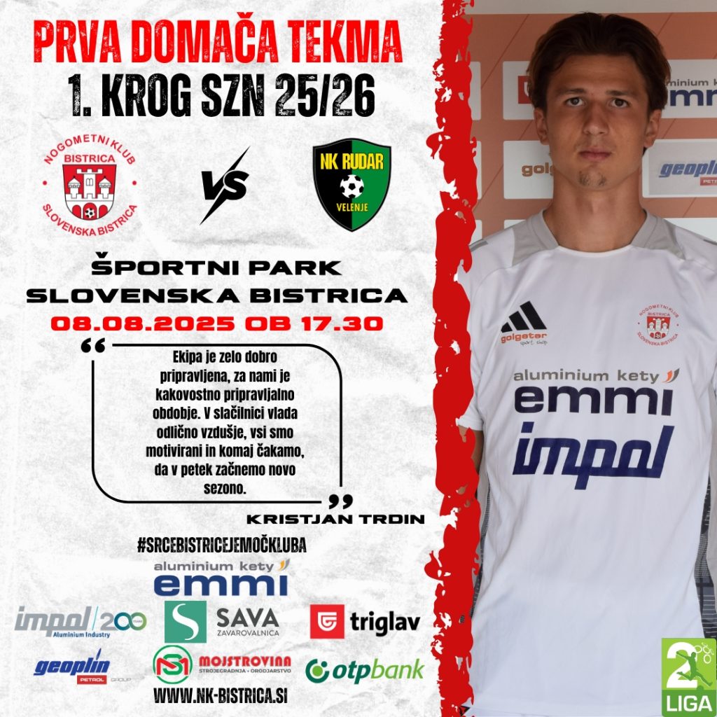 Čas je za 1. krog: V petek proti Rudarju Velenje