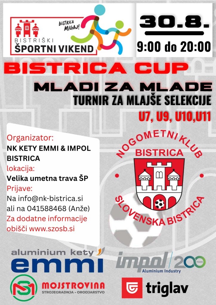 BISTRICA CUP – Mladi za mlade       Nogometni turnir za selekcije U7, U9, U10 in U11