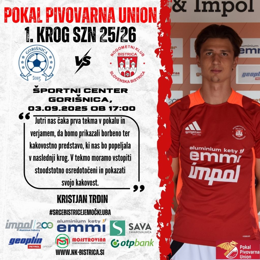 Bistrico v sredo čaka prvi krog Pokala Pivovarna Union