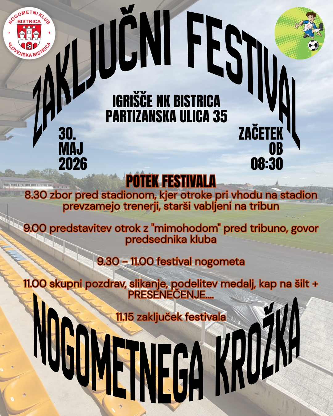Zaključni festival Nogometnega krožka NK Bistrica bo znova združil mlade nogometaše