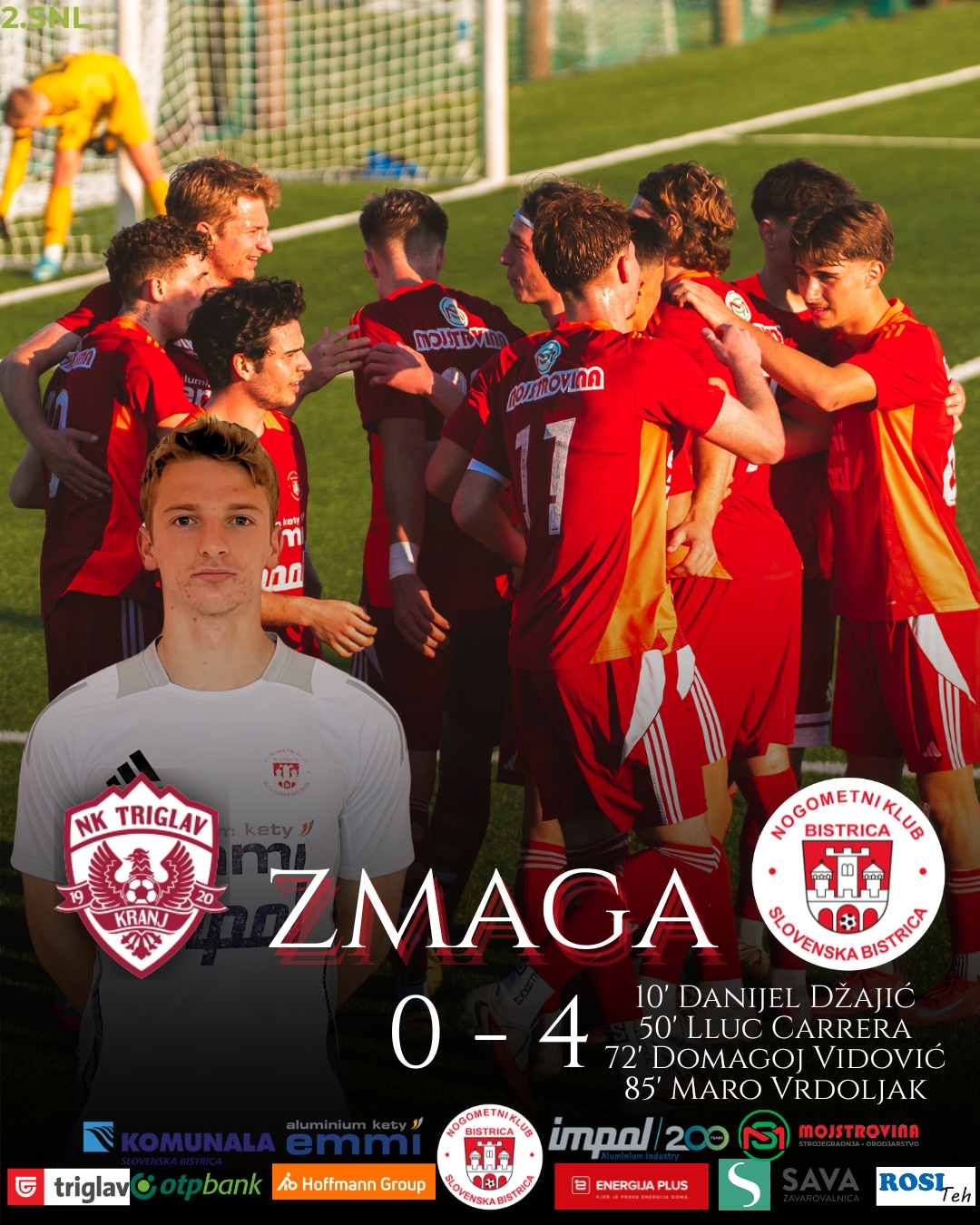 NK Bistrica z visoko zmago v Kranju premagala Triglav