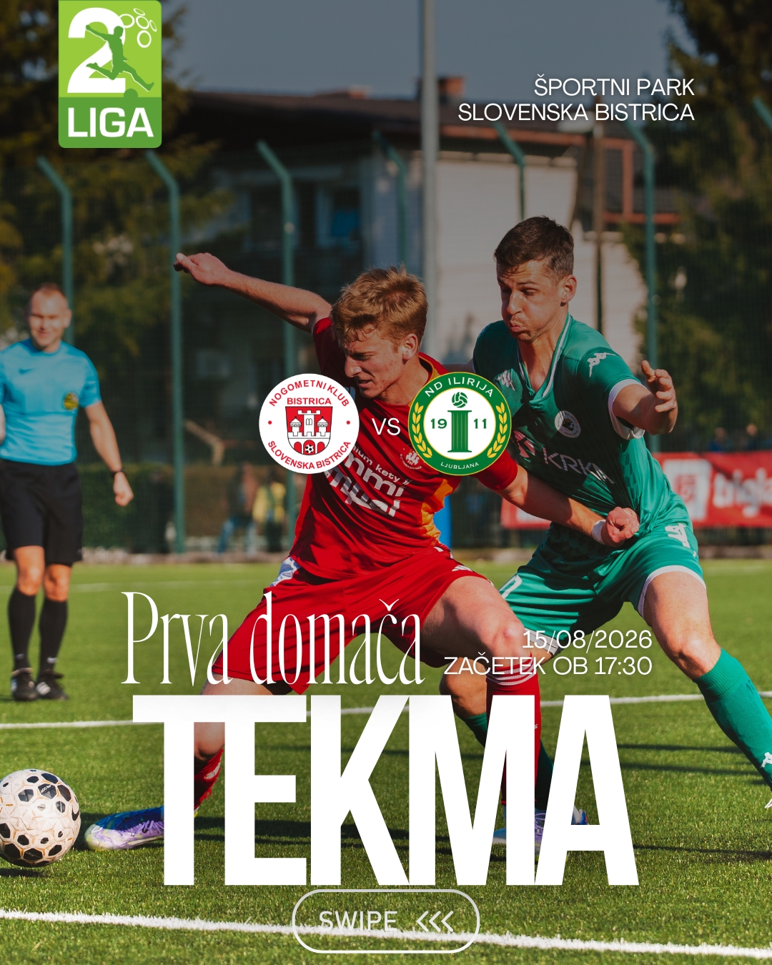 PRVA DOMAČA TEKMA SEZONE: V SOBOTO V SLOVENSKO BISTRICO PRIHAJA ILIRIJA